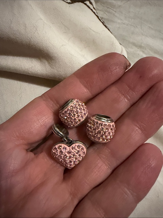 Brighton Jewelry - Brighton Pink Crystal Heart Charm and two beads